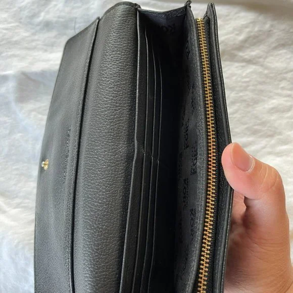 Michael Kors Jet Set Slim Flap Pebbled Leather Wallet Black - Picture 10 of 16